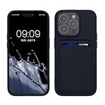 kwmobile Case Compatible with iPhone 15 Pro Case - TPU Phone Cover with Credit Card Holder - Dark Blue