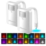 Motion Sensor Night Light for Bathroom 2 Pack, 16 Color Changing LED InsideToilet Bowl, Cool Gadget for Men and Kids Room Accessories Decor - Unique Stuff for Christmas Stocking Stuffers