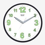 Orpat Ajanta Night Glow Radium Clock for Living Room Night Glow Wall Clock for Bedroom (12 Inches, Black)