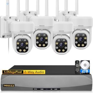 (Auto-Vidoe Tracking & 2-Way Audio) WiFi PTZ Outdoor Security Camera System Pan 5MP Wireless Cameras System 10 Channel NVR Video Surveillance DVR Set