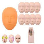 LOULANLUXE Silicone Makeup Practice Face, 8 Makeup Mannequin Face, 1 Makeup Practice Face Board for Beginner to Training or Practice Make up, Face Paint, Permanent Makeup, Tattoo, Art Creation (Set1)