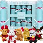 KreativeKraft Luxury Christmas Crackers, Set of 6 Deluxe Xmas Crackers, Plushies Hanging Xmas Tree Ornaments, Fun Novelty Party Gifts Christmas Decor (Green)