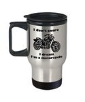 I Don't Snore I Dream I'm a Motorcycle novelty stainless steel 14 oz coffee travel mug, Motorbike Harley Davidson Gifts Biker Dad Grandpa, Triumph Lover