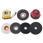 Cheston Set of 7 Attachments for Angle Grinder(4inch/100mm) Cutting Grinding Polishing & Buffing Wheels & 5m Tape Univeral Accessories & Attachment for Grinder