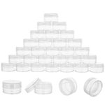 10 Gram 100 Count Sample Containers, Small Plastic Containers with Lids, Empty Sample Jars with Labels and Mini Disposable Spatulas(Clear Lid)