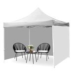 THESHELTERS - 10x10ft / 3x3 mtr Gazebo Canopy Outdoor Tent with 3 Sidewalls | Portable & Super Heavy Duty Waterproof Tent | Popup Foldable Canopy Tent with Instant Shelter (White)