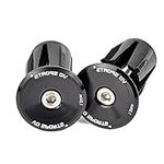 Azarxis Bicycle Bar End Plugs - 2 Pcs Aluminum Alloy Bike Handlebar Cap for Most Road Bike Mountain Bike BMX (Black - 23.5mm - 2 Pack)