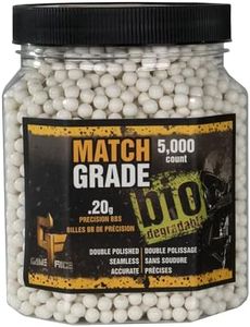 Game Face 20GBW5J 6mm Match Grade .20-Gram 6mm White Biodegradable Airsoft BBs, Multi (5000-Count)