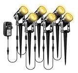 T-SUNUS Garden Spotlights Mains Powered, Landscape Spot Lighting 6 Pack & Garden Lights Low Voltage 12V Spike Light Outdoor with Spike Stand for Garden, Yard, Lawn (Warm White)