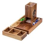 Tapeera Wooden Magnetic Dice Tower with Dice Tray for Dungeons and Dragons - DND Accessories Dice Rolling Tray with Dice Chamber - Portable Dice Roller Tower for Tabletop RPG Board Games - DND Gifts