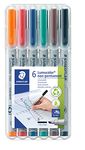 Staedtler Lumograph Non-Permanent Wet Erase Marker Pen, Broad Tip, Low Odor Colored Markers, 6-Pack Assorted Colors, 312-WP6