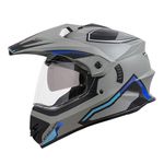 Steelbird Racer Off Road ISI Certified Motocross Double Visor Full Face Graphic Helmet Outer Clear Visor and Inner Silver Sun Shield (Medium 580 MM, Glossy Titanium Grey Blue)