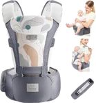 Bebear Mesh Newborn Baby Carrier Front and Back Carry Baby Newborns to Toddler Baby Hip Carrier with 3 Pieces Teething Pads (Mesh Grey)