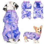 Lukovee Dog Surgery Recovery Suit, Dog Cone E-Collar Alternative After Surgery with Zipper, Pet Recovery Shirt Dog Abdominal Wounds Bandages Preventing Licking Spay Suit for Female Male Dog (2TPU,L)