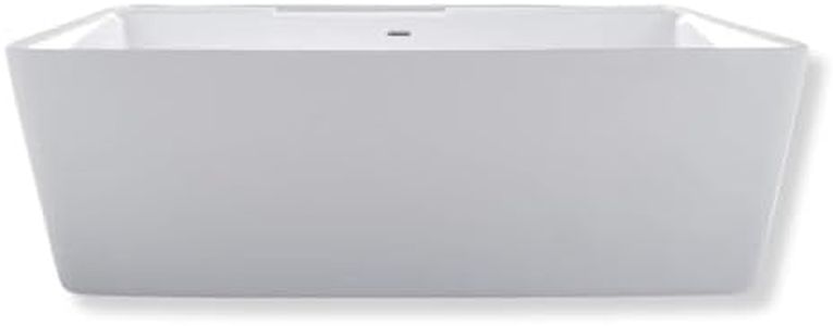 Carver Tubs - Kaskade 71” - Modern White Freestanding Soaking Bathtub - Modern Rectangle Acrylic Tub With Chrome Drain and Center Slotted Overflow Included - Deep Relaxing Soak - 71″L x32"W x 23"H