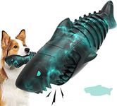 XIUNPR-6 Dog Chew Toy for Aggressive Chewer Squeak Dog Toys for Medium Large Dogs,Dog Toothbrush 100percent Natural Rubber Durable Toy with Unique Shark Design