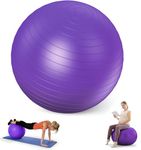 Multi-Use Exercise, Pregnancy and Pilates Ball - 250kgs x 65cm - for Adults and Teens Over 5ft7 - Maternity, Sensory and Physio Uses - Inflatable Gym Ball - Purple - Pump Sold Separately