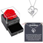 Mothers Day Gifts for Grandma/Nana, Preserved Rose Flower Box with Heart Necklace Gifts Set, Women Grandma Gifts from Granddaughter Grandson for Mothers Day Birthday Christmas