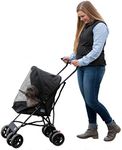 Pet Gear Travel Lite Plus Stroller, Compact, Easy Fold, No Assembly Required, Large Wheels for Cats and Dogs up to 15 pounds, 3 Colors, New Black