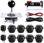 Easyget 1-Player PC Joystick DIY Kit Arcade Joystick DIY Parts,1x Zero Delay USB Encoder + 1x Joystick + 10x Arcade Button for MAME, Raspberry Pi RetroPie DIY, Classic Arcade DIY for Kids - Black