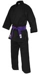 Fuji Super Middleweight Karate Gi Suit - 10oz Brushed 100% Cotton Uniform - Includes Jacket & Elastic Waist Pant (Black, 4)