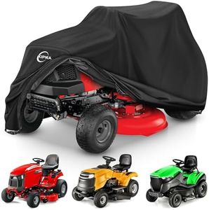 Kipiea Riding Lawn Mower Cover 600D Heavy Duty Lawn Tractor Cover Waterproof, Universal Fit with 4 Buckles, 2 Drawstrings and Storage Bag