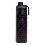 adidas 600 Ml (20 Oz) Metal Water Bottle, Hot/Cold Double-Walled Insulated 18/8 Stainless Steel, BOS Mini Monogram Black/Black/Onix Grey, 20 Ounces