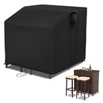 Guisong 41 Inch Waterproof Outdoor Bar Set Cover, Heavy Duty Patio Bar Set Cover for Wicker Bar Table Set/Balcony Bar Set with Stools-Black