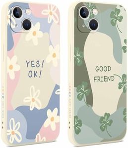 Foonary 2 Piezas Funda para Apple iPhone 13 6,1", Aesthetic Dibujos Diseño Motive Carcasa, Silicona TPU Cover Bumper Antigolpes Protectora Case para iPhone 13, Flores 05
