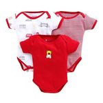 TiniBerry Half Sleeves Unisex Baby Bodysuit/Onesies/Rompers Pack of 3 (0-3 Months, Baby Pink) (0 Months- 3 Months, Red)