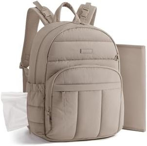 BAGSMART Baby Diaper Bag with Waterproof Pad, Camel