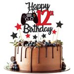 Joyeah Happy 12th Birthday Cake Topper Glitter Video Game Cake Pick Game On Cheers to 12 Years Cake Decoration for Game Theme Happy 12th Birthday Party Supplies Red