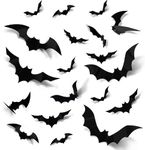 Halloween 3D Bats Stickers Decorations 96pcs 4 Different Sizes Scary Bat Wall Decal Decor for Windows Wall Home Door, Outdoor Indoor DIY Halloween Party Supplies