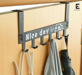 Emergity Metal Over Door Hook Hanger for Clothes, Cloth Hanger for Door, Without Drilling Door Hook, Door Hanging Hook (Colour- Black, Pack of 1)