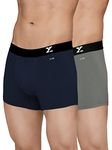 XYXX Cotton Regular Solid (Pack of 2) (Aero Trunks for Men Combo_Black Iris + Frost Grey_L)