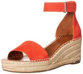 Franco Sarto Womens Clemens Espadrille Wedge Sandal, Tangelo Orange Suede, 8