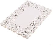 DECORA 200 Pieces White Rectangle Lace Paper Doilies Placemats for Wedding Tea Party and Baking 14x10 Inch