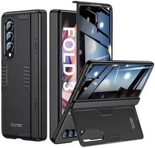 Kaiiecal for Samsung Galaxy Z-Fold-3 Privacy Case:[Hidden Kickstand][Wireless Charging] Slim Hinge Protection Lightweight Stand Phone Cover Case with Privacy Screen Protector Black