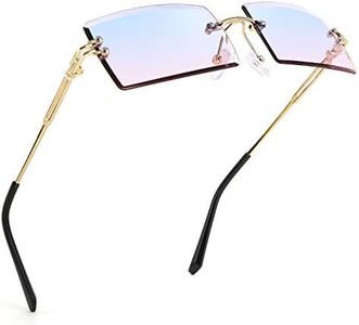 FEISEDY Vintage Rimless Sunglasses Rectangle Frameless Candy Color Glasses Women Men B2642