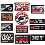 GYGYL 12Pcs Service Dog Patches, Ask to Pet Do Not Pet Patch, Tactical Pet in Training, Embroidered Fastener Hook and Loop Patch for Dog Vest Harnesses Collars