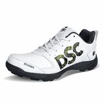 DSC Beamer Cricket Shoe for Men & Boys (Light Weight | Economical | Durable | Size UK: 9) Grey-White