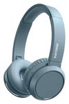 PHILIPS On-Ear Headphones H4205BL/00 with Bass Boost Button (Bluetooth, 29 Hours Playback Time, Quick Charging Feature, Noise Isolating, Flat Folding), Matte Blue - Model, On-Ear