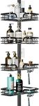 HapiRm Telescopic Shower Caddy, Bathroom Corner Shower Caddy with 4 Tier & 22 hooks, No Drilling Adjustable Storage Organiser, Rustproof Shower Shelf from 67 to 275 CM