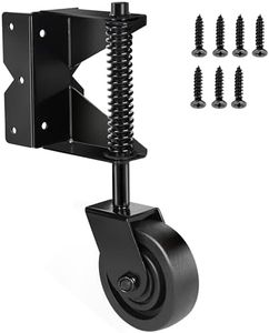 Crystmetal Spring Loaded Gate Caster, Heavy Duty Gate Wheel with 360 Degree for Wooden Gate/PVC Fence, 4.3 inch 300Lbs Capacity for Universal Mount Plate (1, Black Suit Right)