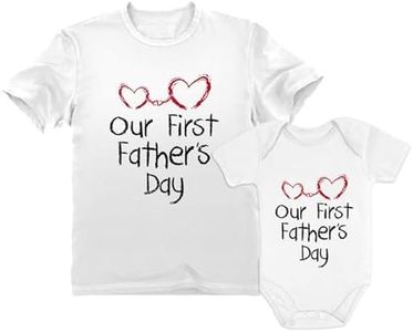 Tstars Our First Father's Day Dad and Baby Matching Outfits | New Dads Gift with Dad Shirt and Infant Bodysuit Dad White Small/Baby White 24M (18-24M)