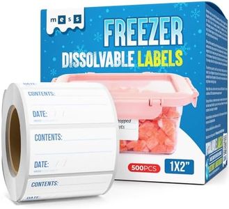 MESS Dissolvable Freezer Labels - 500 Removable Food Container Labels - Blank Labels for Food Containers - Dissolvable Food Labels Stickers -Freezer Tape - Bottle Labels, Jars Food Storage Labels 1x2"