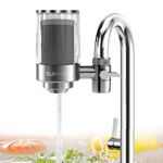 Supvox® Faucet Filter Water Tap Water Filter 304 Stainless Steel Faucet Water Filtration System Active Carbon Filtration Core Kitchen Sink Water Filtration System Tap Water Universal Water Tap Filter