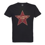 Men's T-Shirt Crew Neck Organic Cotton Hollywood Star Cinema Los Angeles Film Black