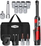 Dobetter Electric Ratchet Wrench 3/8 Cordless Ratchet Wrench Set, Extended 55 N·m Battery Powered Ratchet Tool with 7 Sockets, 2 Screwdrivers, 1 Extender, 1/4" Adapter and Bag-DBCRWI2L