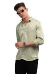 Blue Squad Men's Satin Slim Fit Shirt | Modern Tailored Design Solid Shirt (Smokey Green, Size: 2XL)